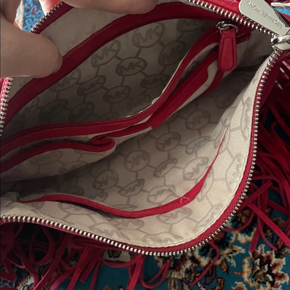 Michael Kors Red Fringe Shoulder Bag - Picture 2 of 4